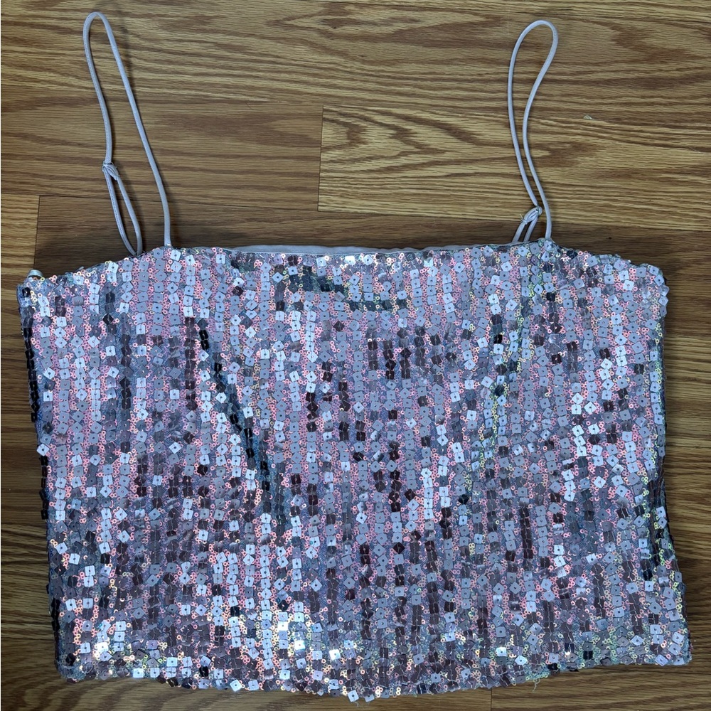 Lilac Sequin Crop Top